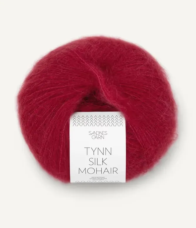 Tynn Silk Mohair i fargen Dyp rød 4236