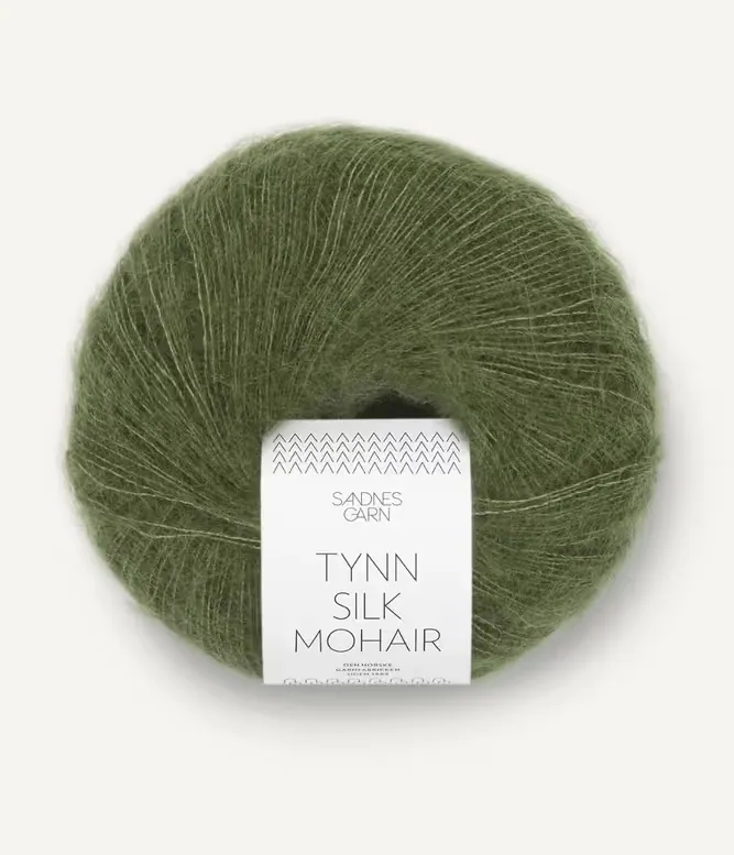 Tynn Silk Mohair i fargen Olivengrønn 9062